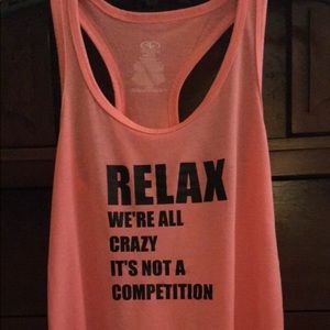 XS Funny Adult “Crazy” Coral Racerback Women’s Top